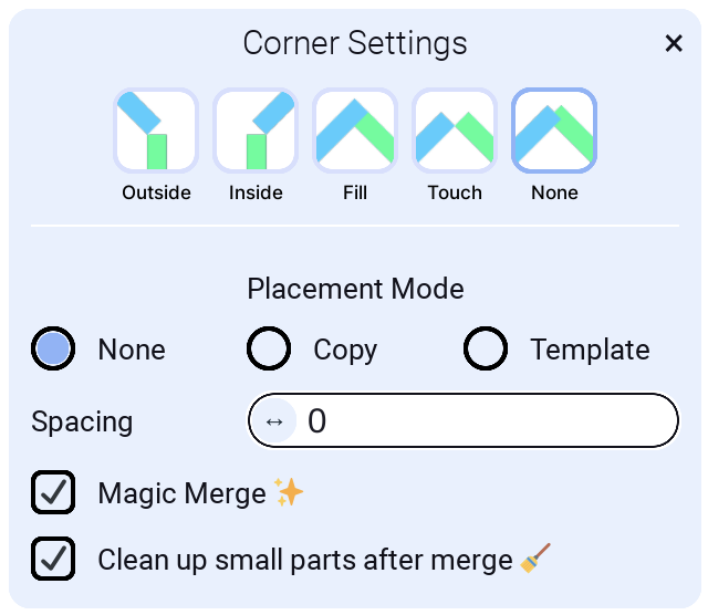Model Corner Settings
