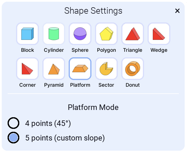 Shape Platform Settings