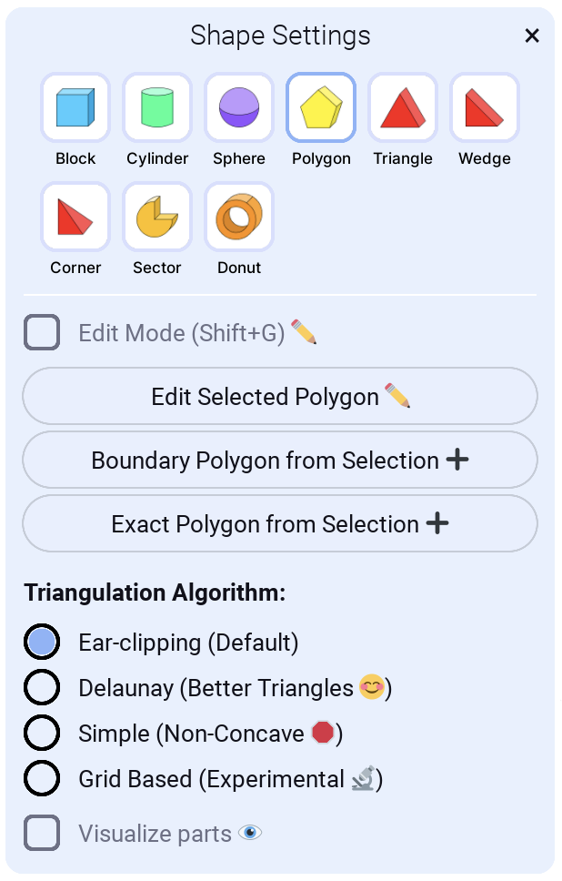 Shape Polygon Settings