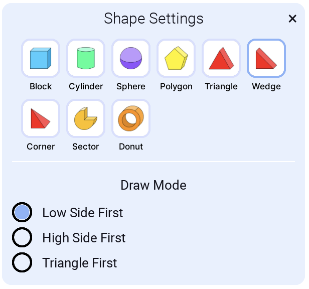 Shape Wedge Settings